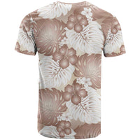 Mocha Mousse Aloha Hawaii T Shirt Monstera Hibiscus Plumeria Seamless Vibes - Polynesian Pride