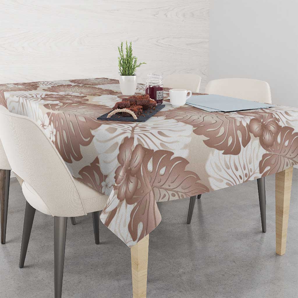 Mocha Mousse Aloha Hawaii Tablecloth Monstera Hibiscus Plumeria Seamless Vibes - Polynesian Pride