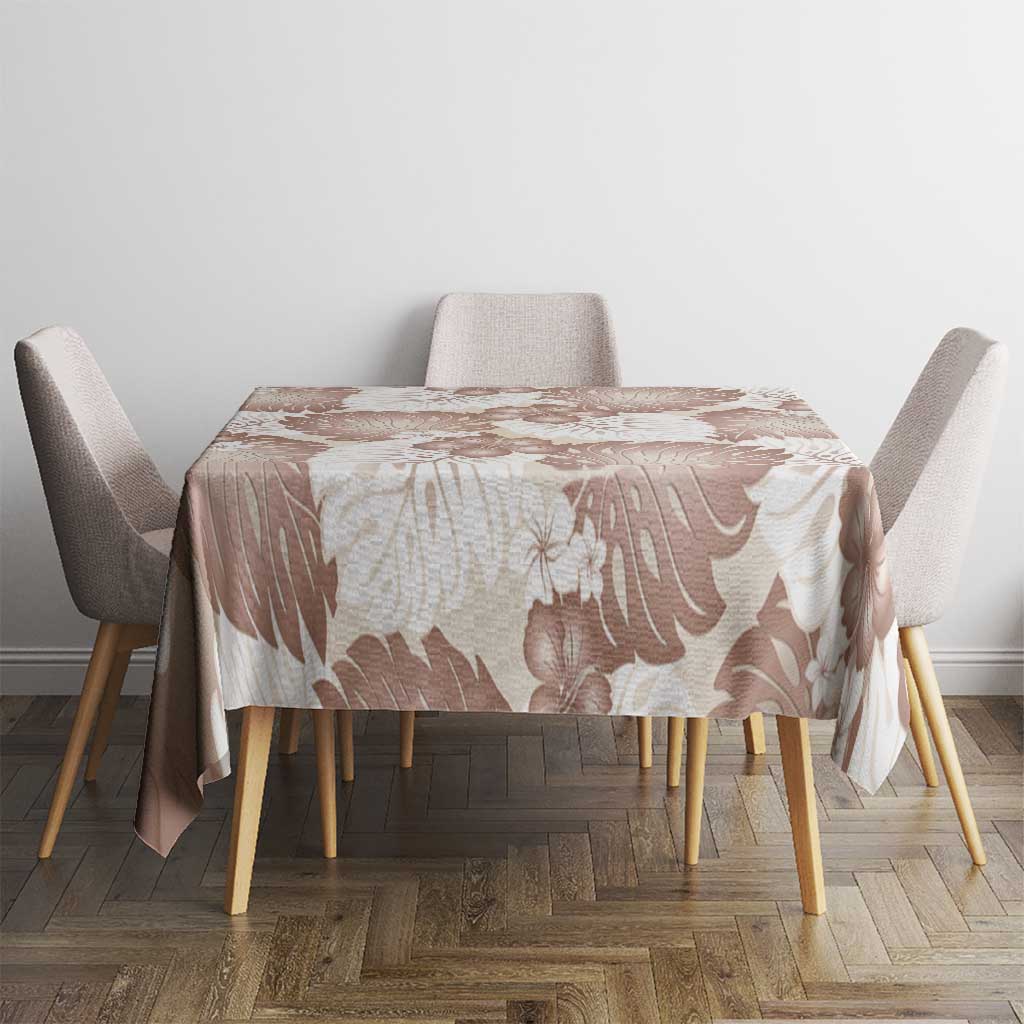Mocha Mousse Aloha Hawaii Tablecloth Monstera Hibiscus Plumeria Seamless Vibes - Polynesian Pride