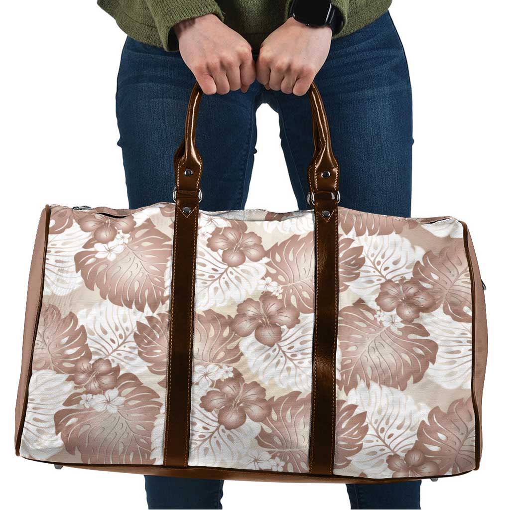 Mocha Mousse Aloha Hawaii Travel Bag Monstera Hibiscus Plumeria Seamless Vibes - Polynesian Pride