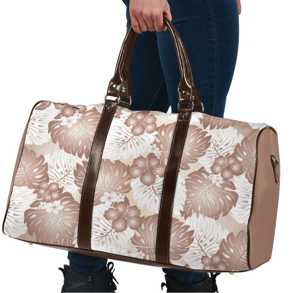 Mocha Mousse Aloha Hawaii Travel Bag Monstera Hibiscus Plumeria Seamless Vibes - Polynesian Pride
