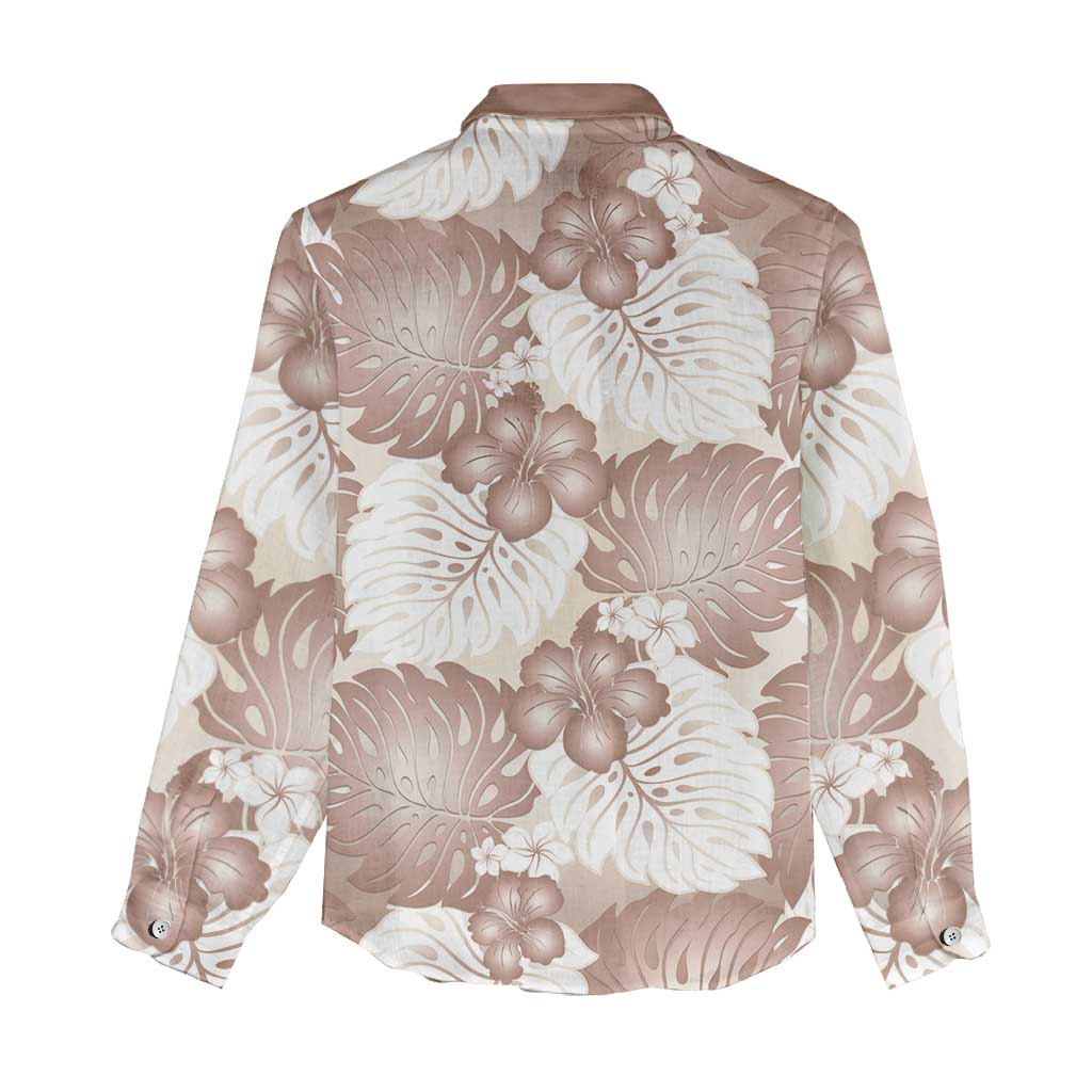Mocha Mousse Aloha Hawaii Women Casual Shirt Monstera Hibiscus Plumeria Seamless Vibes - Polynesian Pride