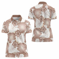 Mocha Mousse Aloha Hawaii Women Polo Shirt Monstera Hibiscus Plumeria Seamless Vibes - Polynesian Pride