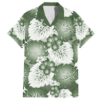 Sage Green Aloha Hawaii Family Matching Tank Maxi Dress and Hawaiian Shirt Monstera Hibiscus Plumeria Seamless Vibes - Polynesian Pride