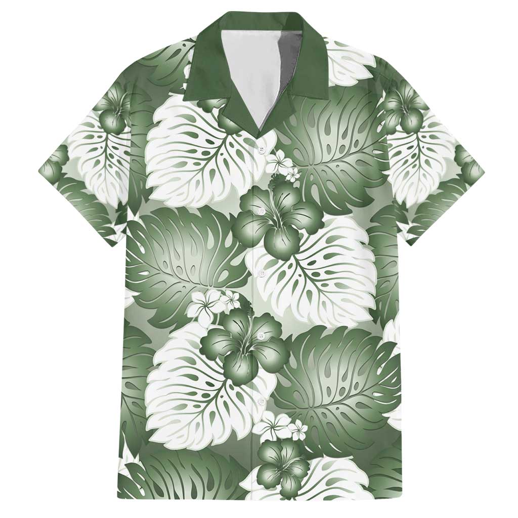 Sage Green Aloha Hawaii Hawaiian Shirt Monstera Hibiscus Plumeria Seamless Vibes - Polynesian Pride