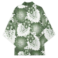 Sage Green Aloha Hawaii Kimono Monstera Hibiscus Plumeria Seamless Vibes - Polynesian Pride