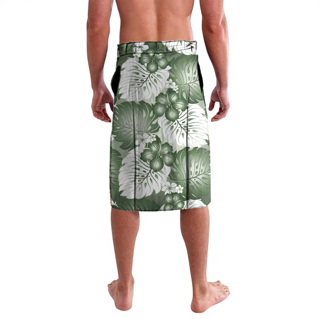 Sage Green Aloha Hawaii Lavalava Monstera Hibiscus Plumeria Seamless Vibes - Polynesian Pride