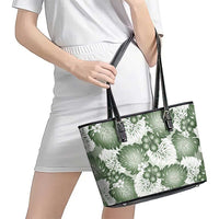 Sage Green Aloha Hawaii Leather Tote Bag Monstera Hibiscus Plumeria Seamless Vibes - Polynesian Pride