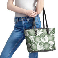 Sage Green Aloha Hawaii Leather Tote Bag Monstera Hibiscus Plumeria Seamless Vibes - Polynesian Pride