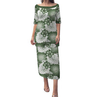 Sage Green Aloha Hawaii Puletasi Monstera Hibiscus Plumeria Seamless Vibes - Polynesian Pride