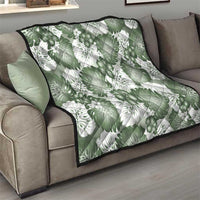 Sage Green Aloha Hawaii Quilt Monstera Hibiscus Plumeria Seamless Vibes - Polynesian Pride