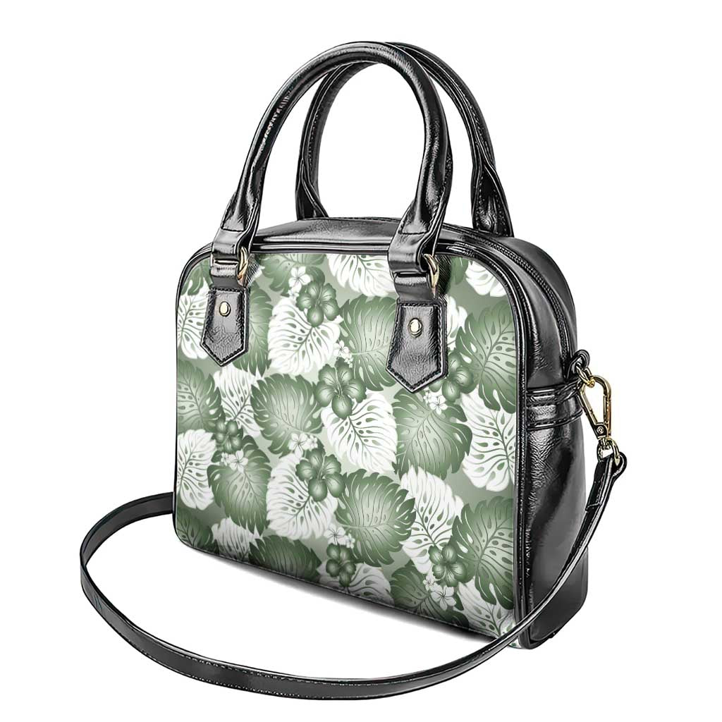 Sage Green Aloha Hawaii Shoulder Handbag Monstera Hibiscus Plumeria Seamless Vibes - Polynesian Pride
