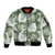 Sage Green Aloha Hawaii Sleeve Zip Bomber Jacket Monstera Hibiscus Plumeria Seamless Vibes - Polynesian Pride