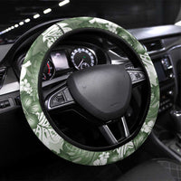 Sage Green Aloha Hawaii Steering Wheel Cover Monstera Hibiscus Plumeria Seamless Vibes - Polynesian Pride