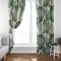 Sage Green Aloha Hawaii Window Curtain Monstera Hibiscus Plumeria Seamless Vibes - Polynesian Pride