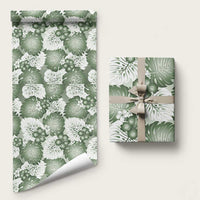 Sage Green Aloha Hawaii Wrapping Paper Monstera Hibiscus Plumeria Seamless Vibes - Polynesian Pride