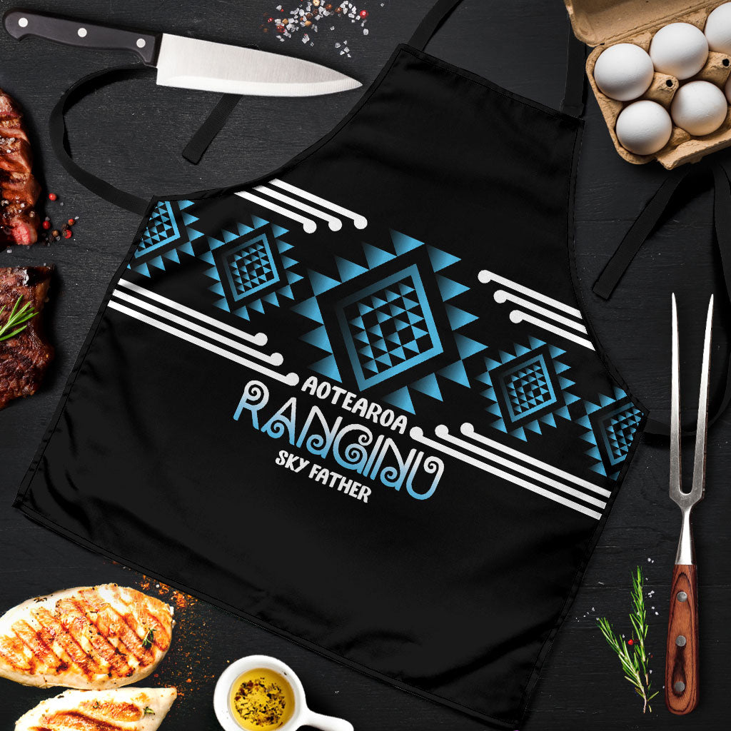 Aotearoa Atua Ranginui Apron Maori Sky Father Taniko Motifs LT14 Blue - Polynesian Pride