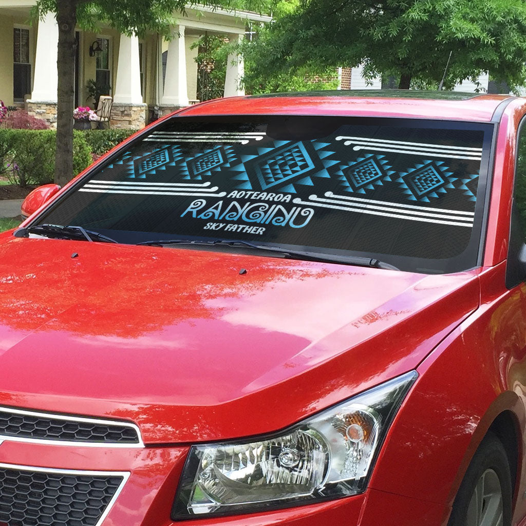 Aotearoa Atua Ranginui Auto Sun Shade Maori Sky Father Taniko Motifs LT14 - Polynesian Pride
