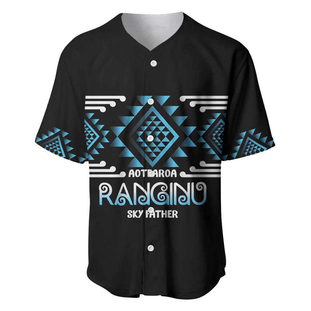 Aotearoa Atua Ranginui Personalised Baseball Jersey Maori Sky Father Taniko Motifs LT14 Blue - Polynesian Pride