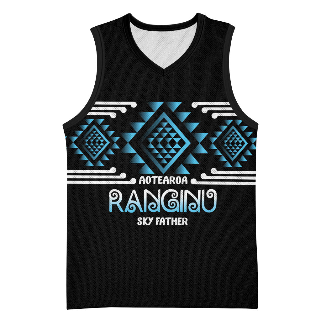 Aotearoa Atua Ranginui Personalised Basketball Jersey Maori Sky Father Taniko Motifs LT14 Unisex Blue - Polynesian Pride
