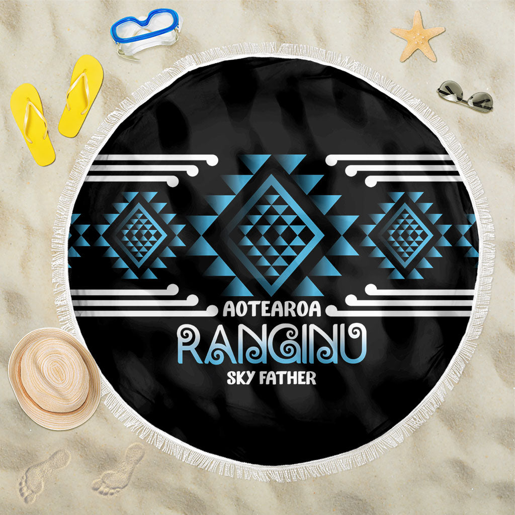 Aotearoa Atua Ranginui Beach Blanket Maori Sky Father Taniko Motifs LT14 One Size 150cm Blue - Polynesian Pride