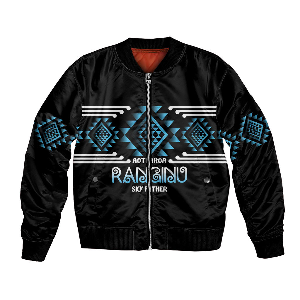Aotearoa Atua Ranginui Personalised Bomber Jacket Maori Sky Father Taniko Motifs LT14 Unisex Blue - Polynesian Pride