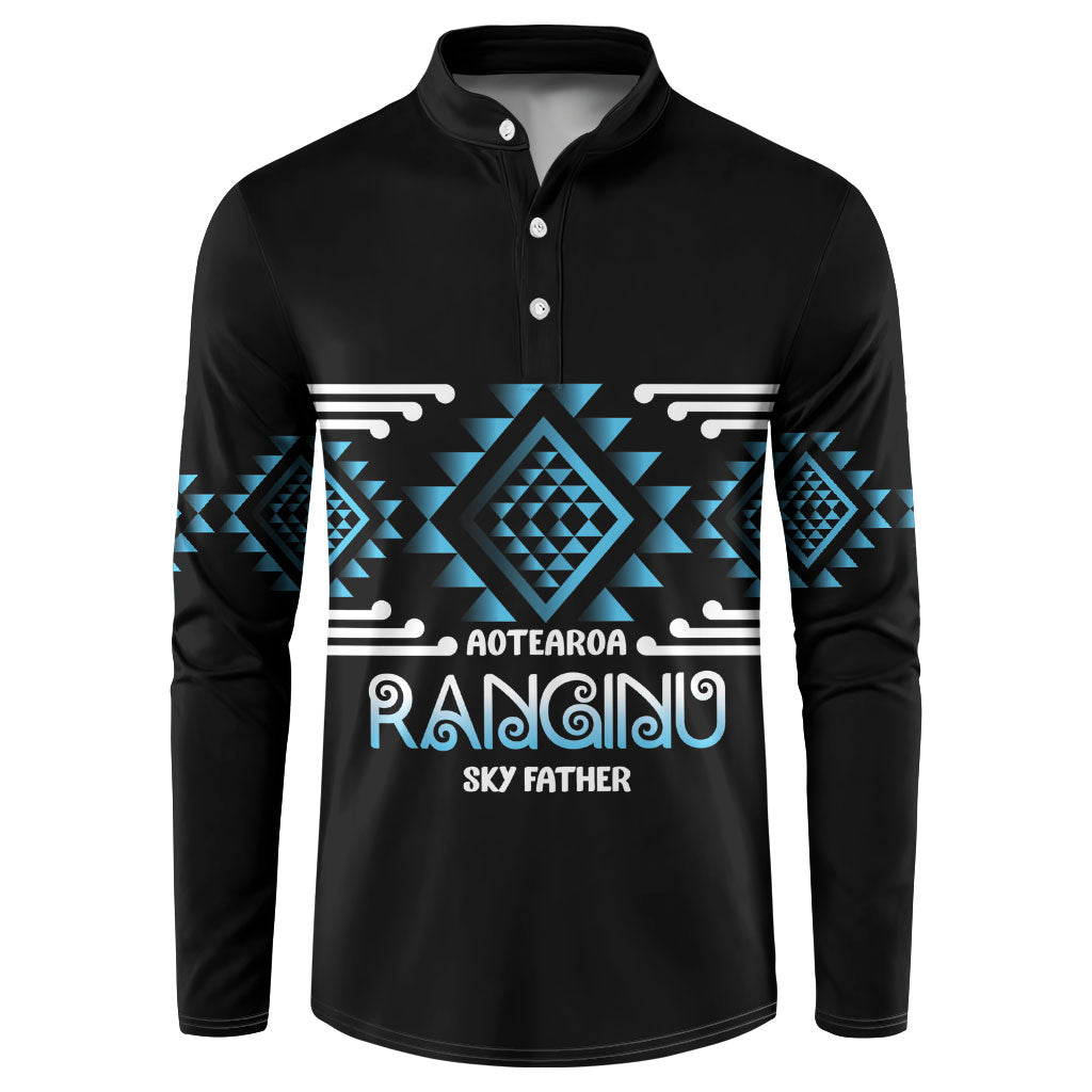 Aotearoa Atua Ranginui Personalised Button Sweatshirt Maori Sky Father Taniko Motifs LT14 Blue - Polynesian Pride