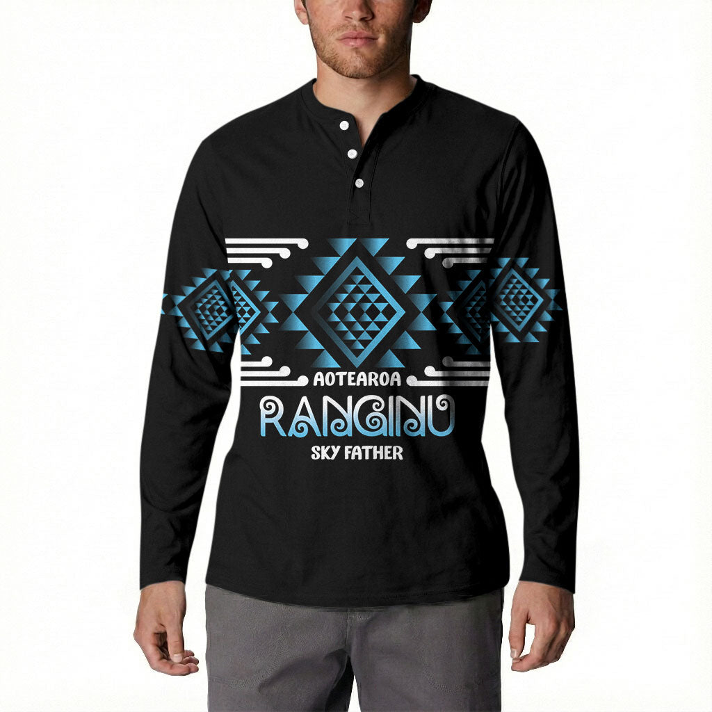 Aotearoa Atua Ranginui Personalised Button Sweatshirt Maori Sky Father Taniko Motifs LT14 - Polynesian Pride