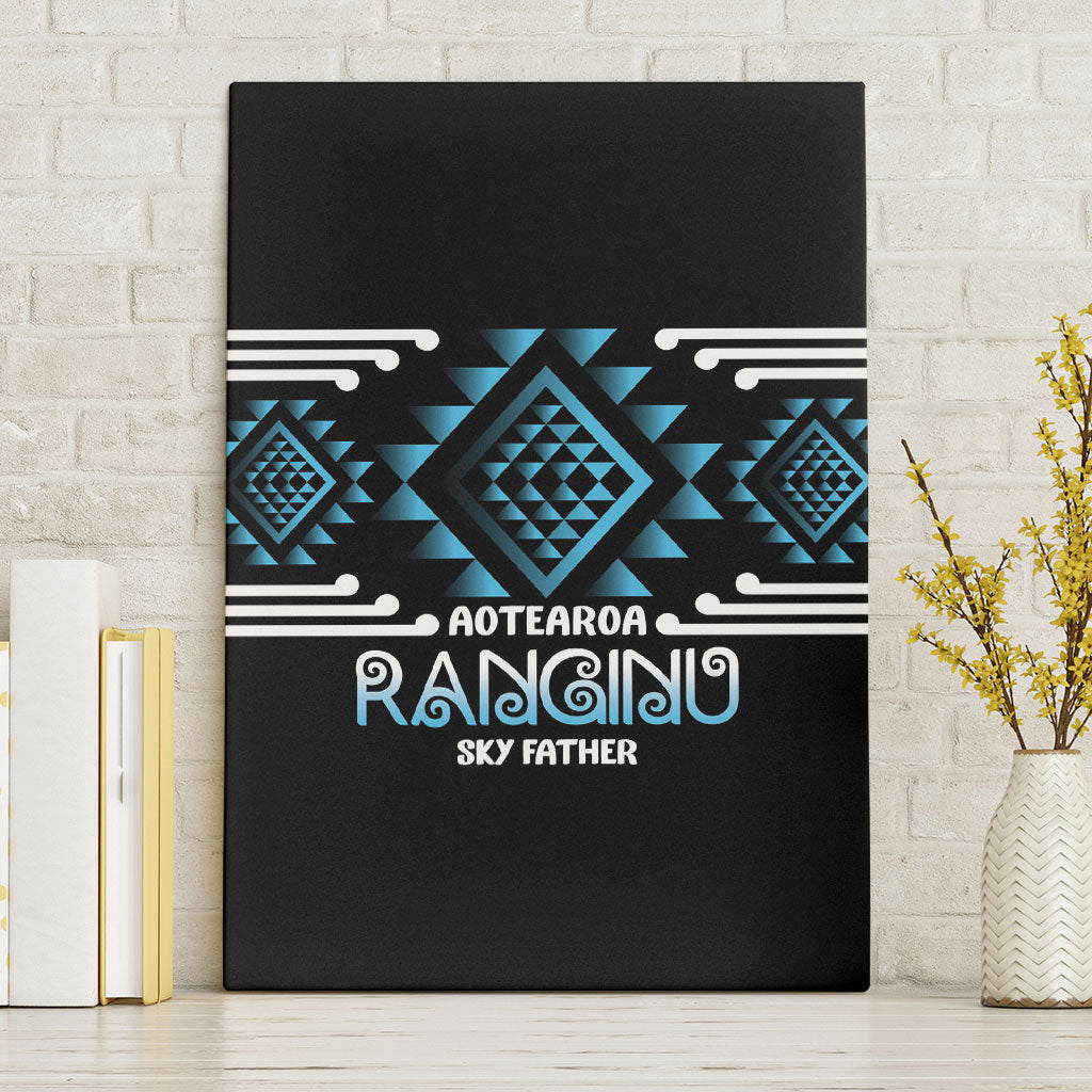 Aotearoa Atua Ranginui Canvas Wall Art Maori Sky Father Taniko Motifs LT14 Without Frame Blue - Polynesian Pride