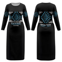 Aotearoa Atua Ranginui Personalised Couples Matching Long Sleeve Bodycon Dress and Hawaiian Shirt Maori Sky Father Taniko Motifs LT14 - Polynesian Pride