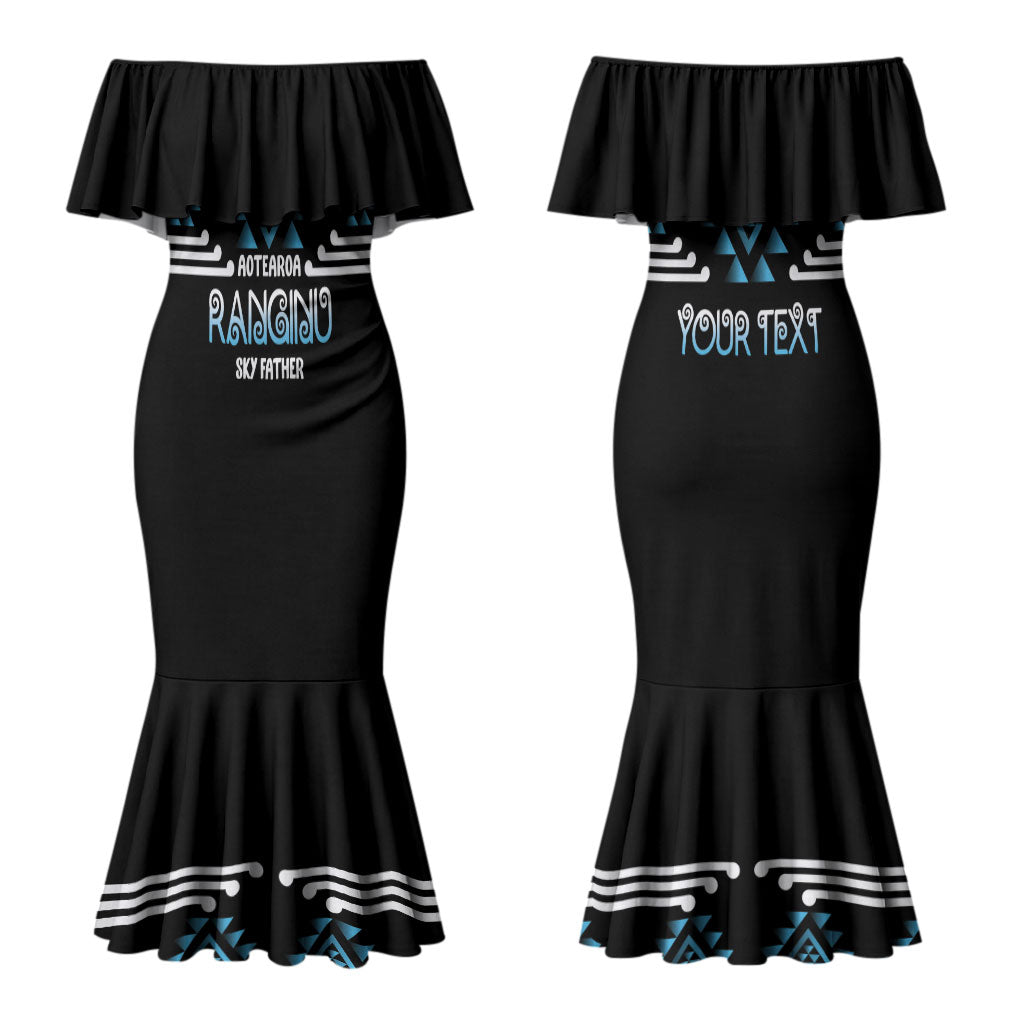 Aotearoa Atua Ranginui Personalised Couples Matching Mermaid Dress and Hawaiian Shirt Maori Sky Father Taniko Motifs LT14 - Polynesian Pride