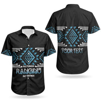Aotearoa Atua Ranginui Personalised Couples Matching Off Shoulder Short Dress and Hawaiian Shirt Maori Sky Father Taniko Motifs LT14 - Polynesian Pride