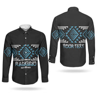Aotearoa Atua Ranginui Personalised Couples Matching Puletasi and Long Sleeve Button Shirt Maori Sky Father Taniko Motifs LT14 - Polynesian Pride