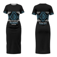 Aotearoa Atua Ranginui Personalised Couples Matching Short Sleeve Bodycon Dress and Long Sleeve Button Shirt Maori Sky Father Taniko Motifs LT14 - Polynesian Pride