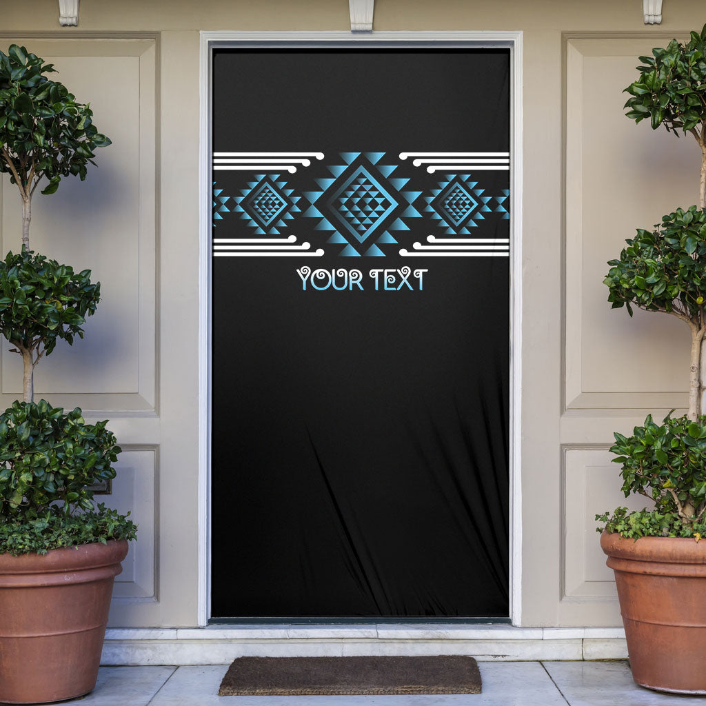 Aotearoa Atua Ranginui Personalised Door Cover Maori Sky Father Taniko Motifs LT14 Blue - Polynesian Pride
