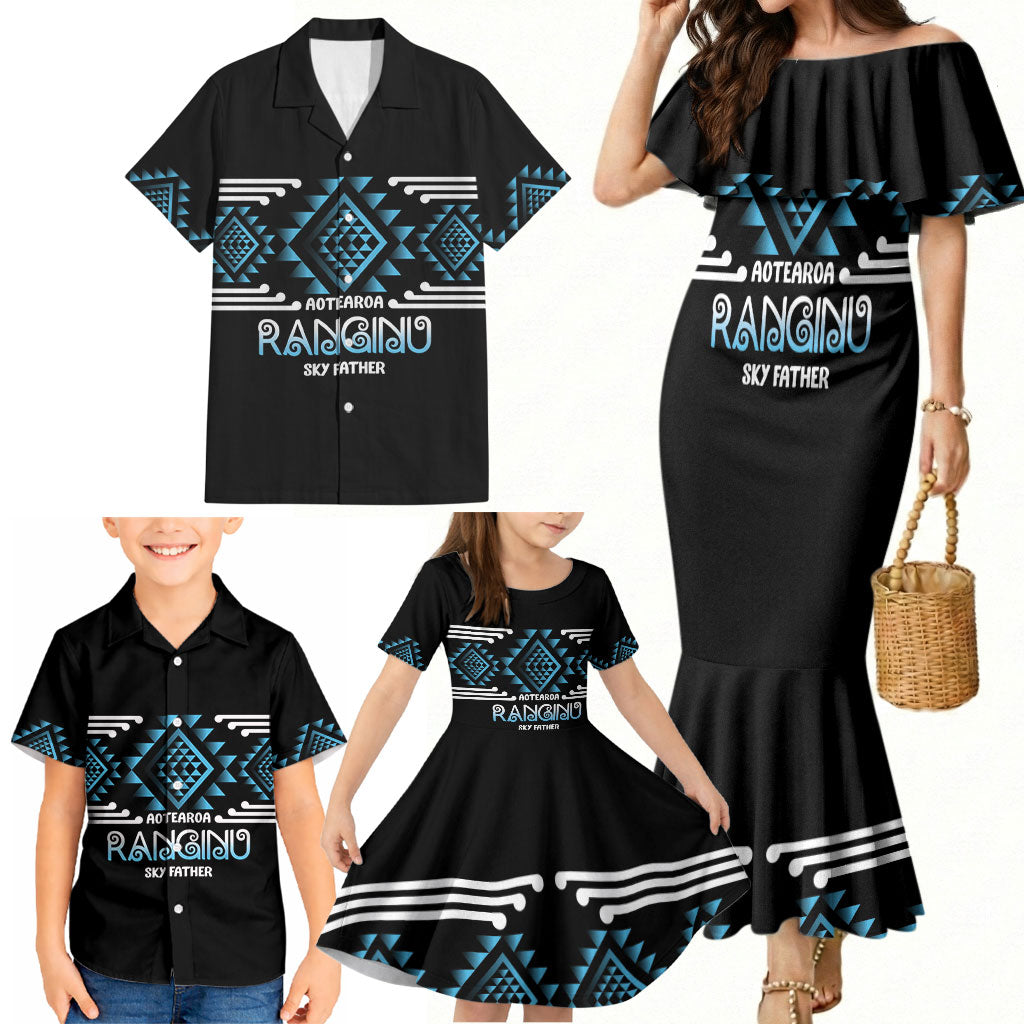 Aotearoa Atua Ranginui Personalised Family Matching Mermaid Dress and Hawaiian Shirt Maori Sky Father Taniko Motifs LT14 - Polynesian Pride