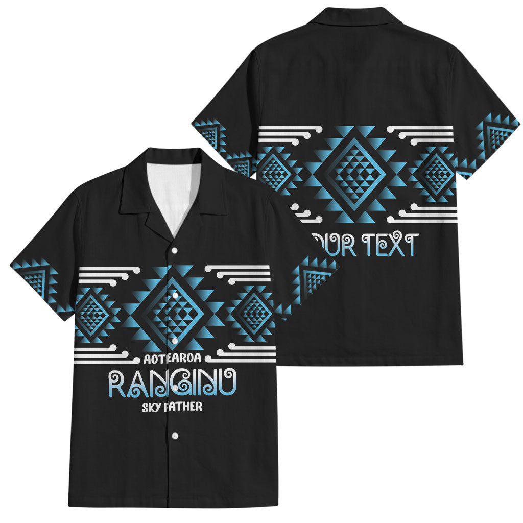 Aotearoa Atua Ranginui Personalised Family Matching Mermaid Dress and Hawaiian Shirt Maori Sky Father Taniko Motifs LT14 Dad's Shirt - Short Sleeve Blue - Polynesian Pride