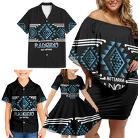 Aotearoa Atua Ranginui Personalised Family Matching Off Shoulder Short Dress and Hawaiian Shirt Maori Sky Father Taniko Motifs LT14 - Polynesian Pride