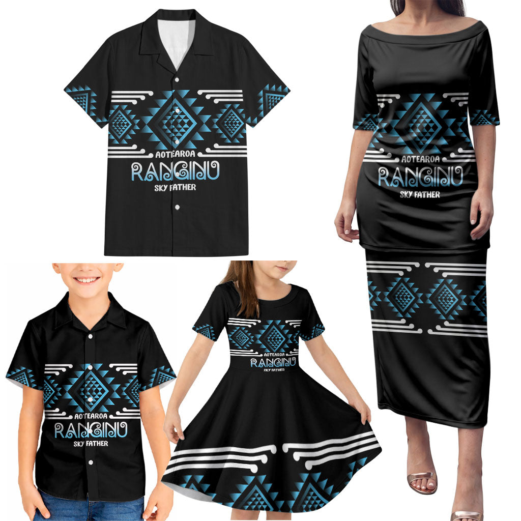 Aotearoa Atua Ranginui Personalised Family Matching Puletasi and Hawaiian Shirt Maori Sky Father Taniko Motifs LT14 - Polynesian Pride