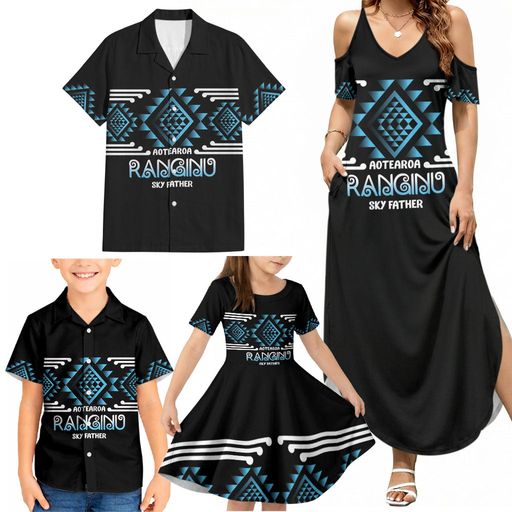 Aotearoa Atua Ranginui Personalised Family Matching Summer Maxi Dress and Hawaiian Shirt Maori Sky Father Taniko Motifs LT14 - Polynesian Pride