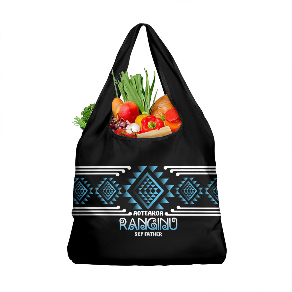 Aotearoa Atua Ranginui Grocery Bag Maori Sky Father Taniko Motifs LT14 1-pack One Size Blue - Polynesian Pride