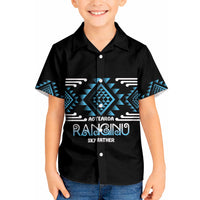 Aotearoa Atua Ranginui Personalised Kid Hawaiian Shirt Maori Sky Father Taniko Motifs LT14 Kid Blue - Polynesian Pride