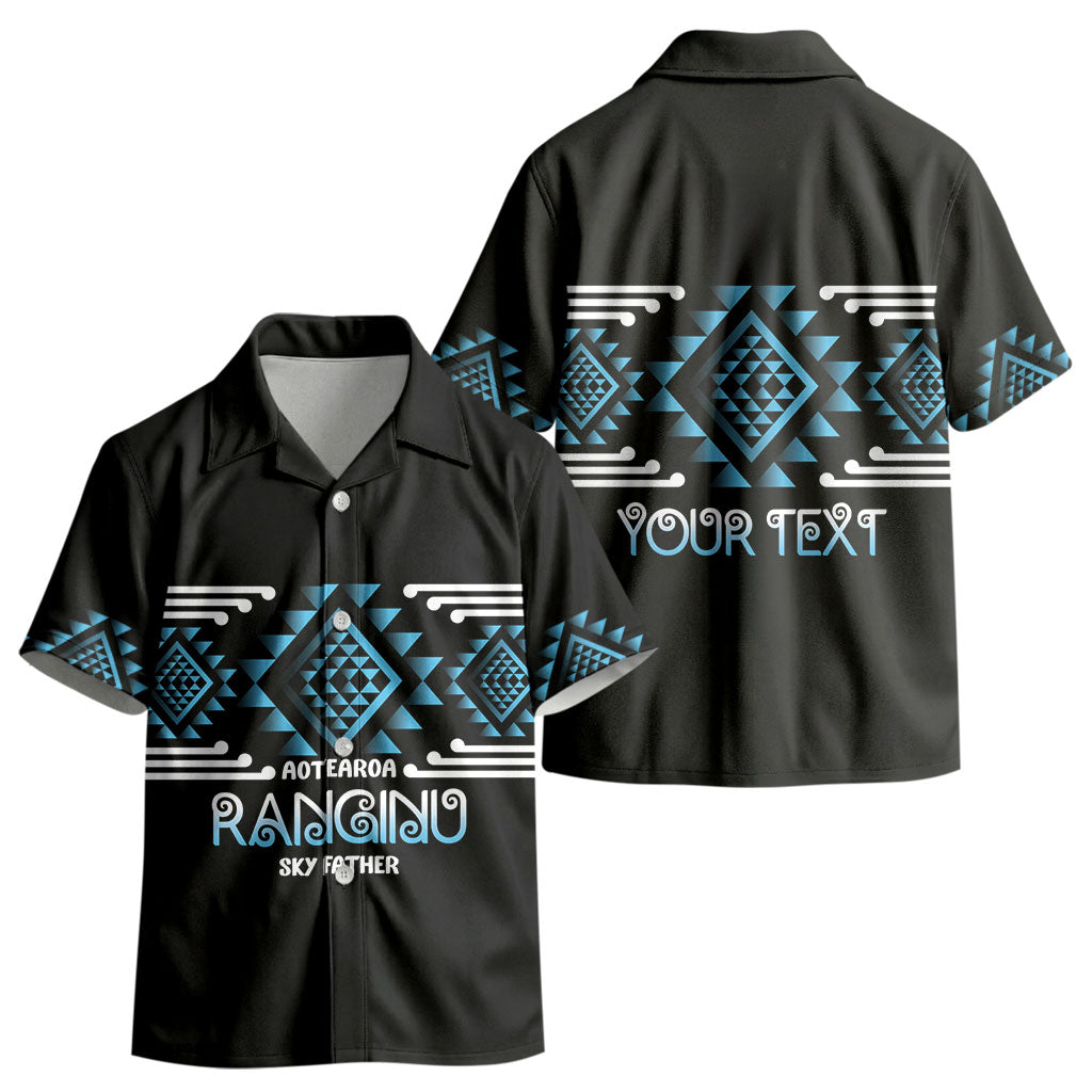 Aotearoa Atua Ranginui Personalised Kid Hawaiian Shirt Maori Sky Father Taniko Motifs LT14 - Polynesian Pride
