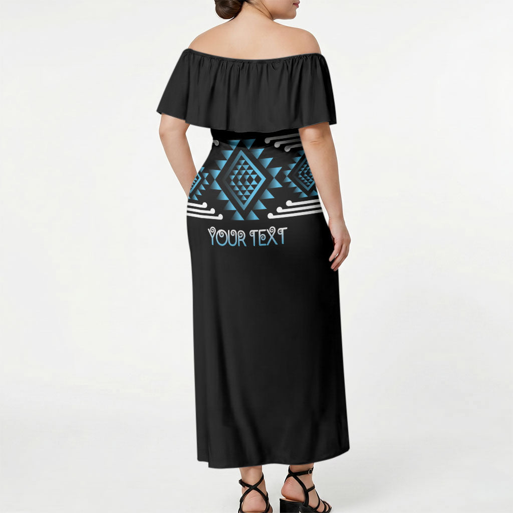 Aotearoa Atua Ranginui Personalised Off Shoulder Maxi Dress Maori Sky Father Taniko Motifs LT14 - Polynesian Pride