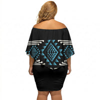 Aotearoa Atua Ranginui Personalised Off Shoulder Short Dress Maori Sky Father Taniko Motifs LT14 - Polynesian Pride