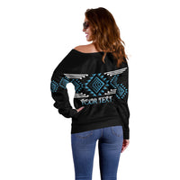 Aotearoa Atua Ranginui Personalised Off Shoulder Sweater Maori Sky Father Taniko Motifs LT14 - Polynesian Pride