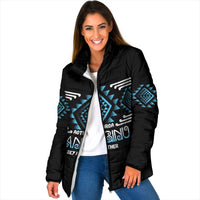 Aotearoa Atua Ranginui Personalised Padded Jacket Maori Sky Father Taniko Motifs LT14 Women Blue - Polynesian Pride