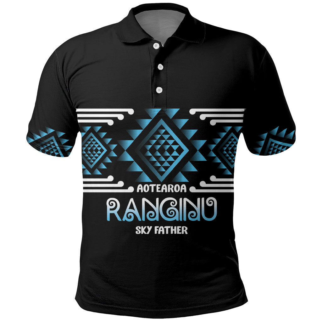 Aotearoa Atua Ranginui Personalised Polo Shirt Maori Sky Father Taniko Motifs LT14 Blue - Polynesian Pride