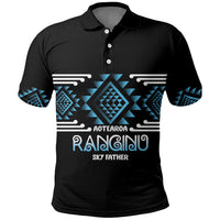 Aotearoa Atua Ranginui Personalised Polo Shirt Maori Sky Father Taniko Motifs LT14 Blue - Polynesian Pride