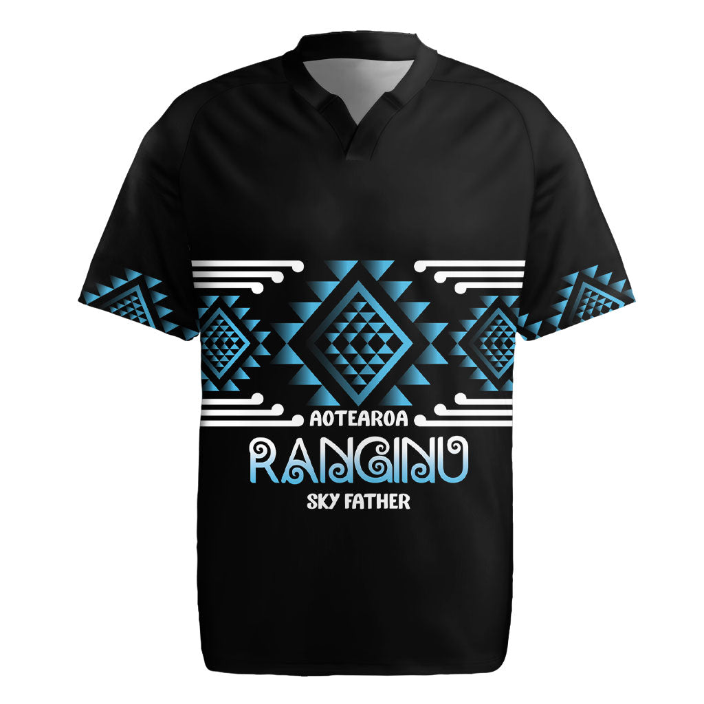 Aotearoa Atua Ranginui Personalised Rugby Jersey Maori Sky Father Taniko Motifs LT14 Blue - Polynesian Pride